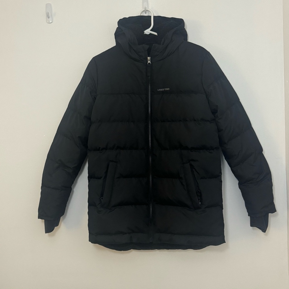 [|NWOT|] Lands' End—Black Hooded Puffer Jacket - Picture 4 of 8